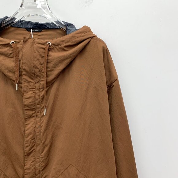 IM0270 Hermes Hermes dark brown hooded drawstring long sleeve jacket jacket 52 L - Picture 3 of 7